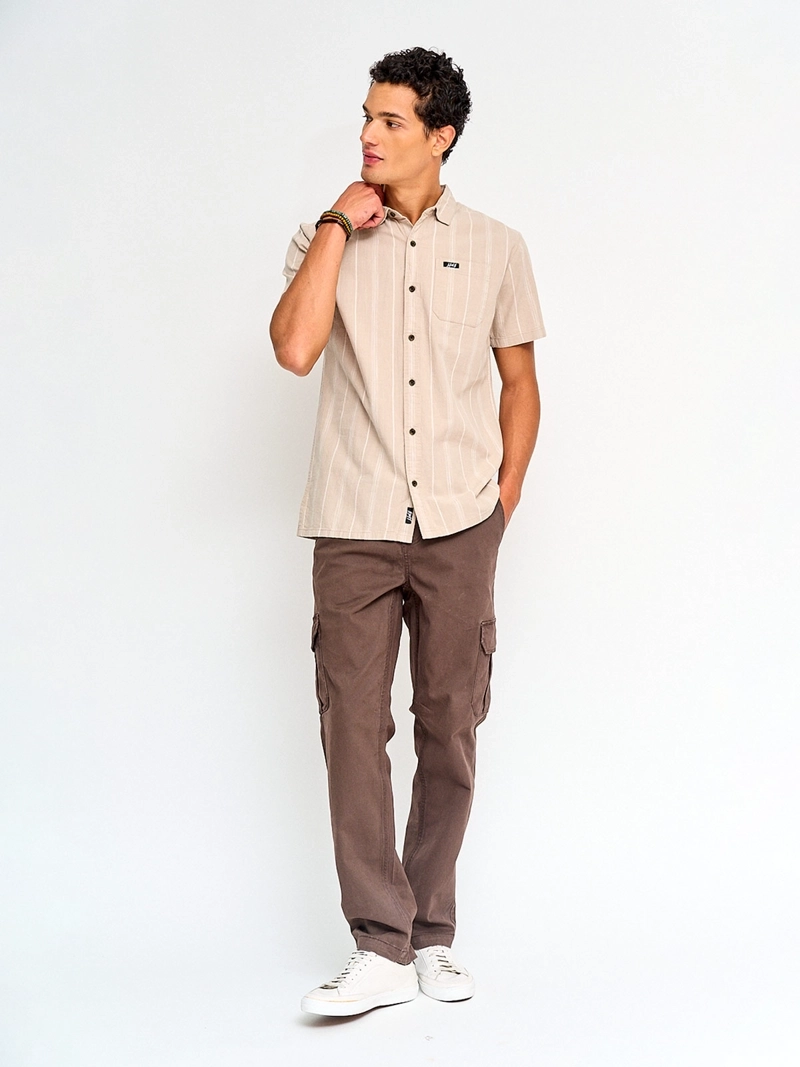 CAMISA HOMBRE HALF ALGODÓN MANGA CORTA RAYAS - 4
