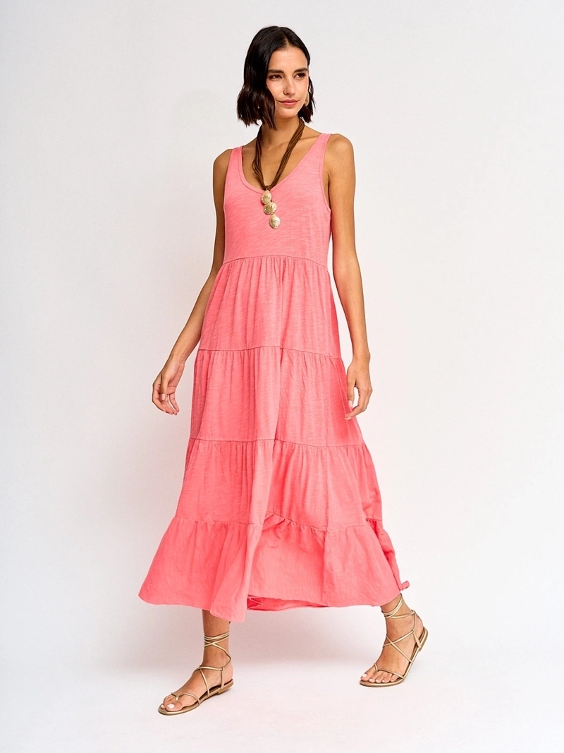 VESTIDO MUJER TATIENNE ALGODÓN LARGO CAPAS LAVADO - 2