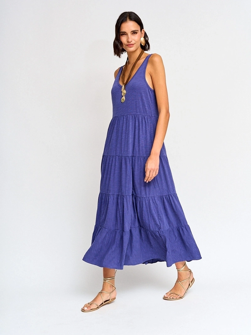 VESTIDO MUJER TATIENNE ALGODÓN LARGO CAPAS LAVADO - 2