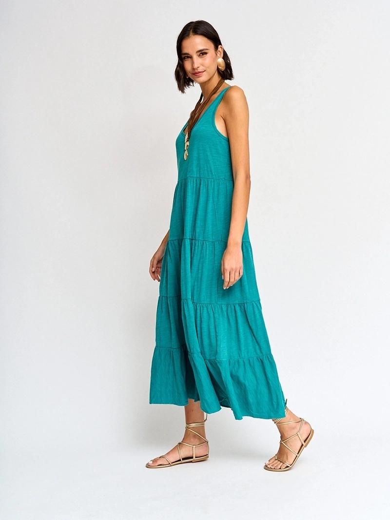 VESTIDO MUJER TATIENNE ALGODÓN LARGO CAPAS LAVADO - 2