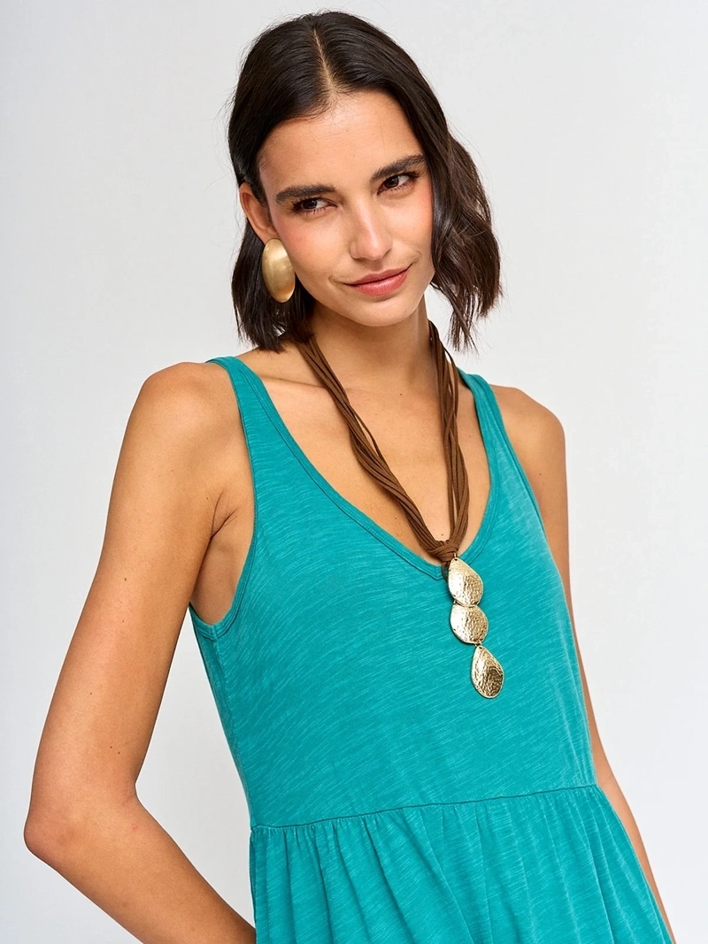 VESTIDO MUJER TATIENNE ALGODÓN LARGO CAPAS LAVADO - 4