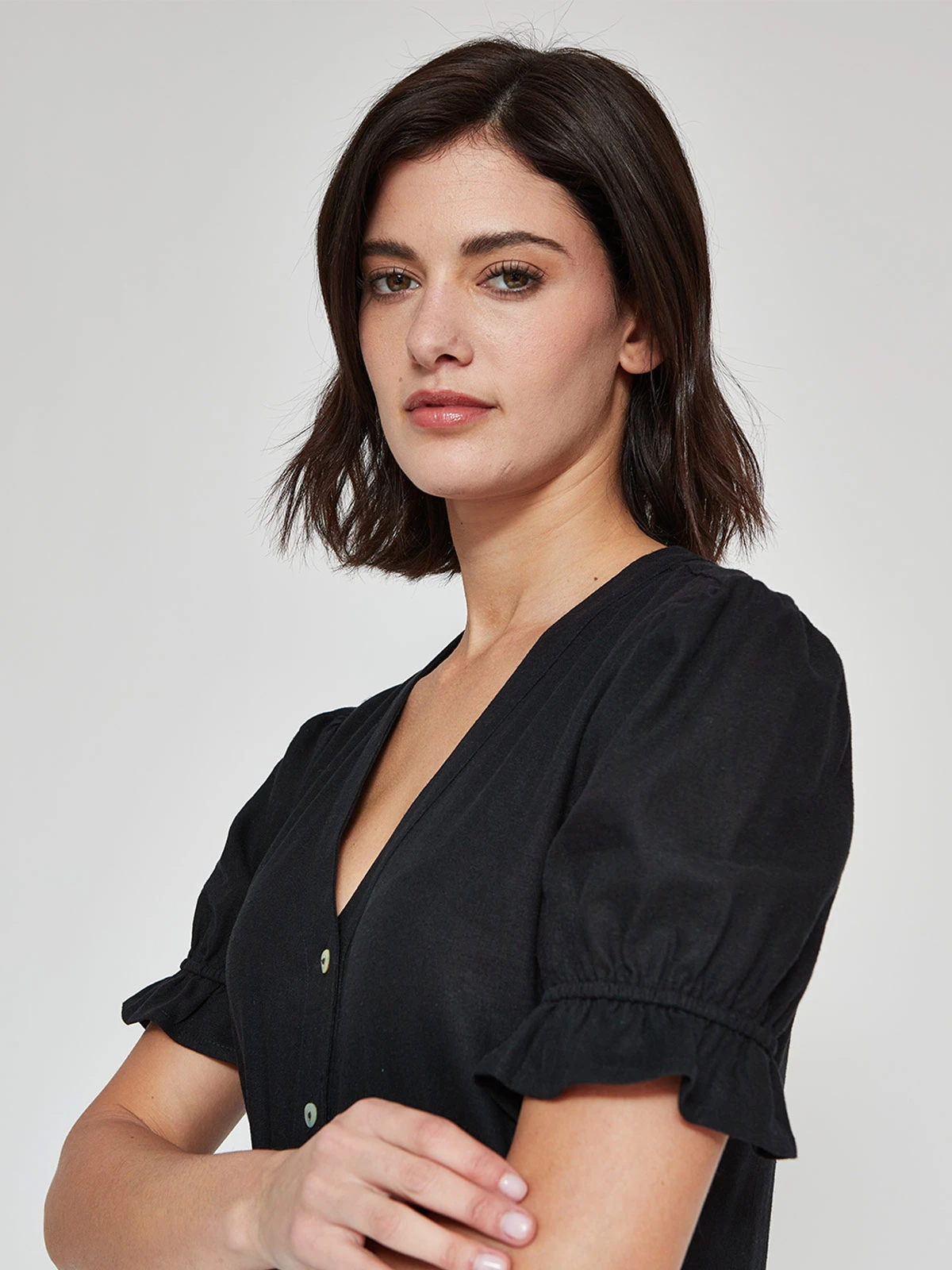 VESTIDO MUJER TATIENNE LINO CORTO BOTONES - 3