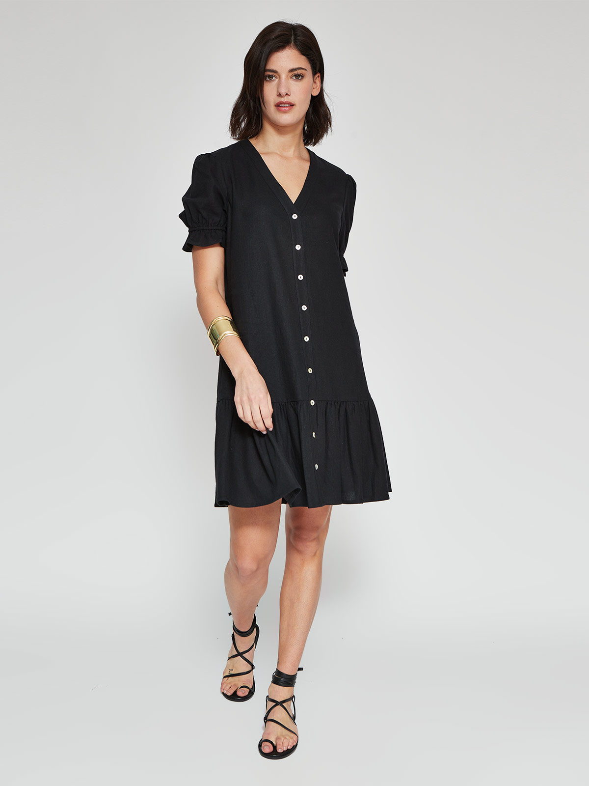 VESTIDO MUJER TATIENNE LINO CORTO BOTONES - 4