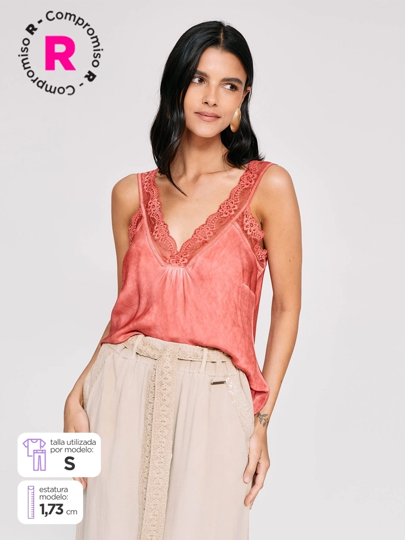 BLUSA MUJER TATIENNE SIN MANGAS SATINADO - 1