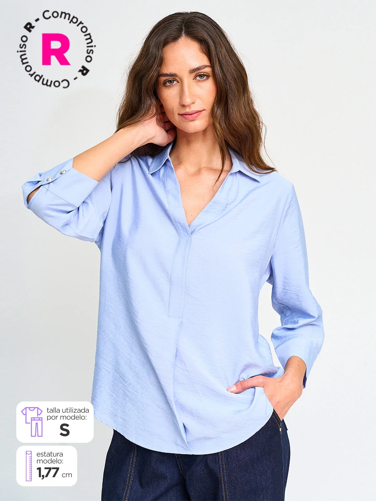 BLUSA MUJER CACHAREL MANGA 3/4 CAMISERA TEXTURADA - 1