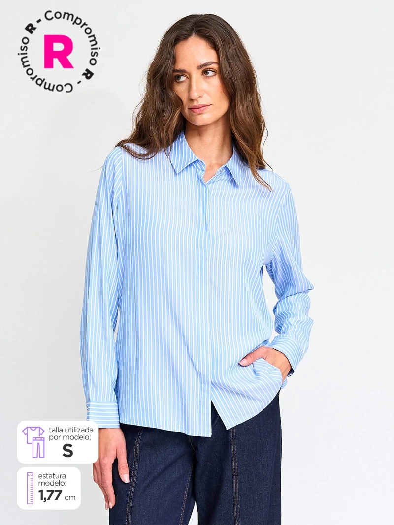 BLUSA MUJER CACHAREL CUELLO CAMISERO MANGA LARGA