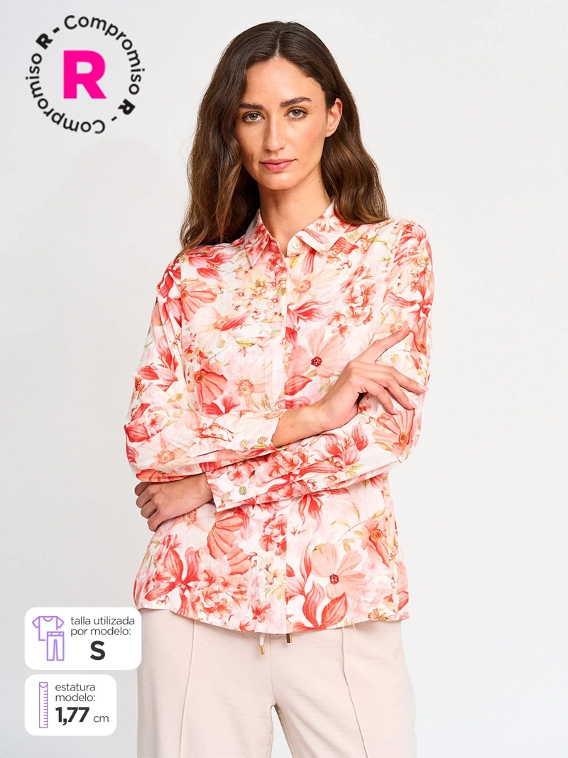 BLUSA MUJER CACHAREL CUELLO CAMISERO MANGA LARGA - 1