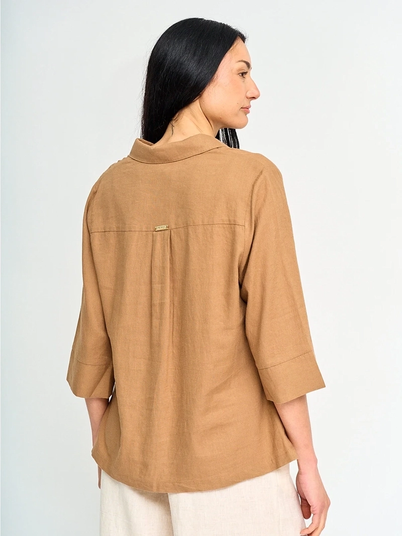 BLUSA MUJER CACHAREL LINO CUELLO CAMISERO MANGA 3/4 - 2