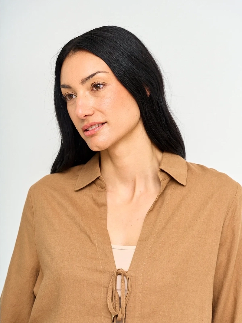 BLUSA MUJER CACHAREL LINO CUELLO CAMISERO MANGA 3/4 - 3