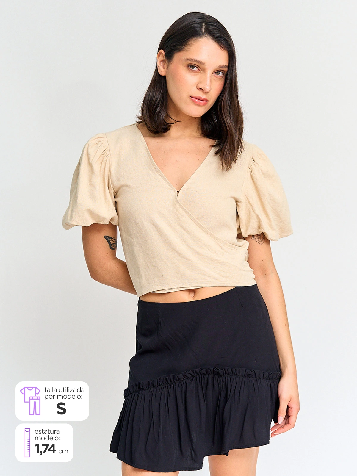 BLUSA MUJER BARBADOS LINO MANGA GLOBO - 1