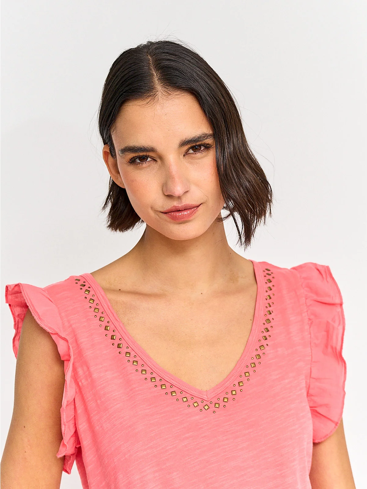 POLERA MUJER TATIENNE ALGODÓN MANGA VUELO TACHAS - 3