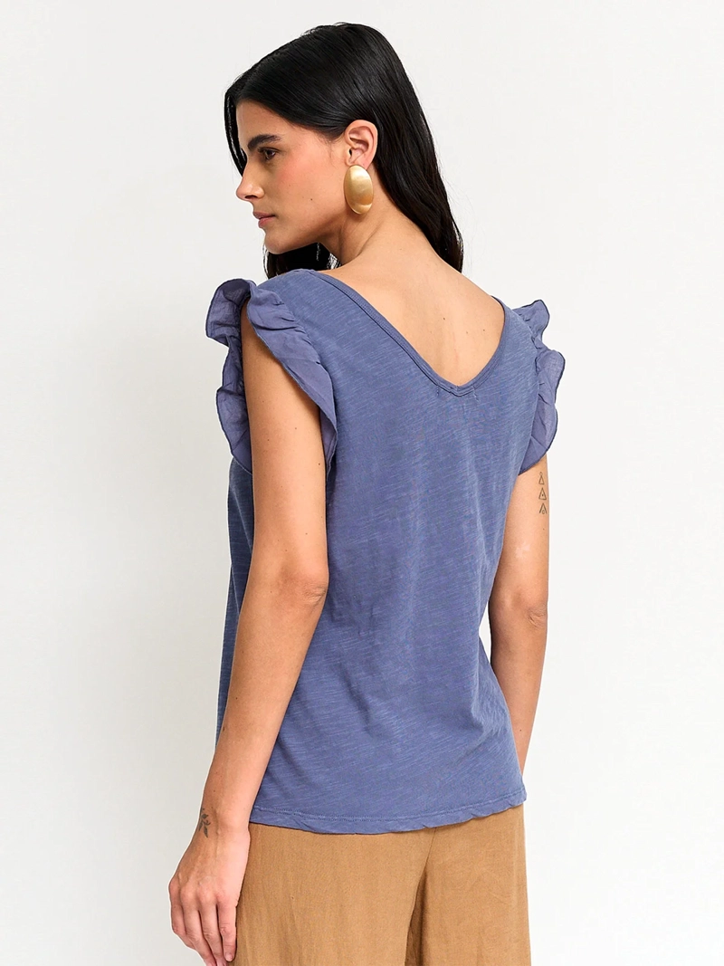POLERA MUJER TATIENNE ALGODÓN MANGA VUELO TACHAS - 2