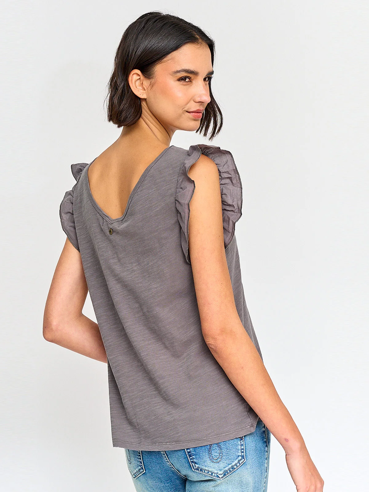 POLERA MUJER TATIENNE ALGODÓN MANGA VUELO TACHAS - 2