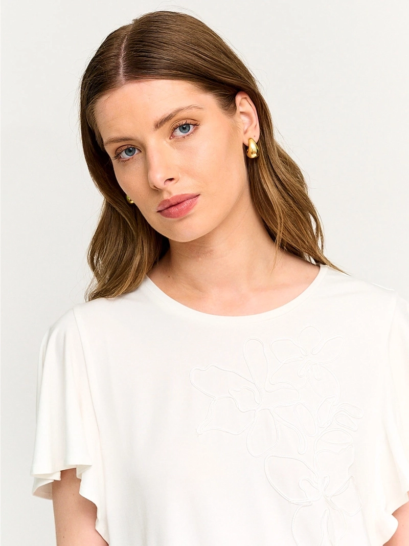POLERA MUJER CACHAREL MANGA CORTA BORDADO - 3