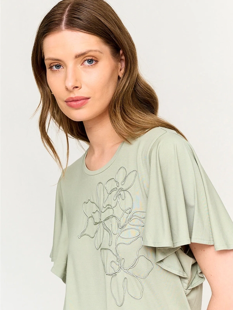 POLERA MUJER CACHAREL MANGA CORTA BORDADO - 3