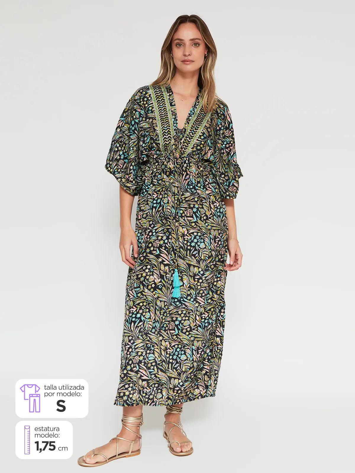 VESTIDO MUJER TATIENNE LARGO SATINADO ESTAMPADO - 1