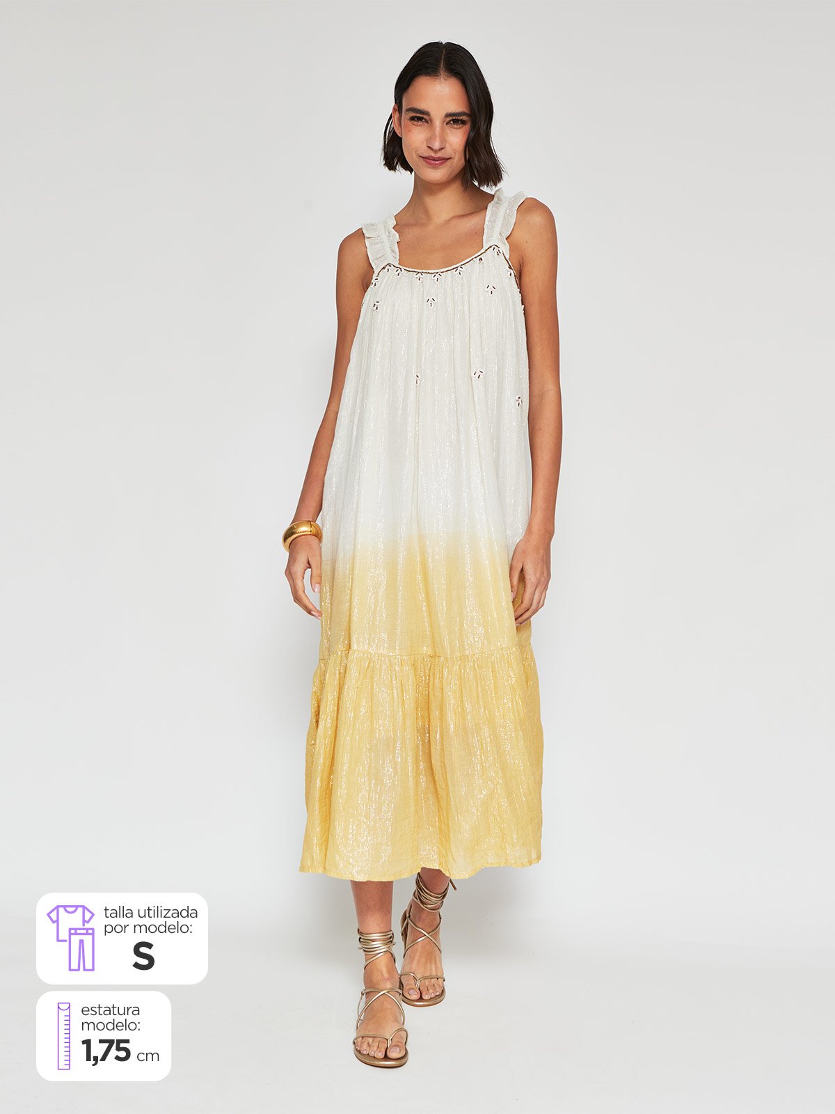 VESTIDO MUJER TATIENNE ALGODÓN LARGO CONCHITAS - 1