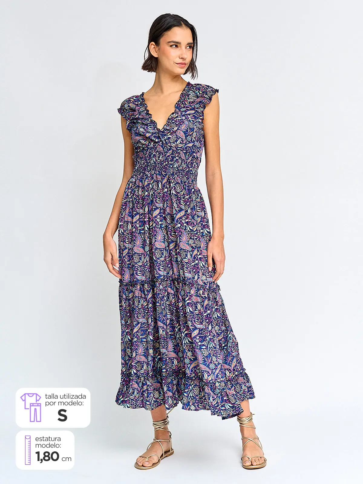 VESTIDO MUJER TATIENNE LARGO SATINADO ESTAMPADO - 1