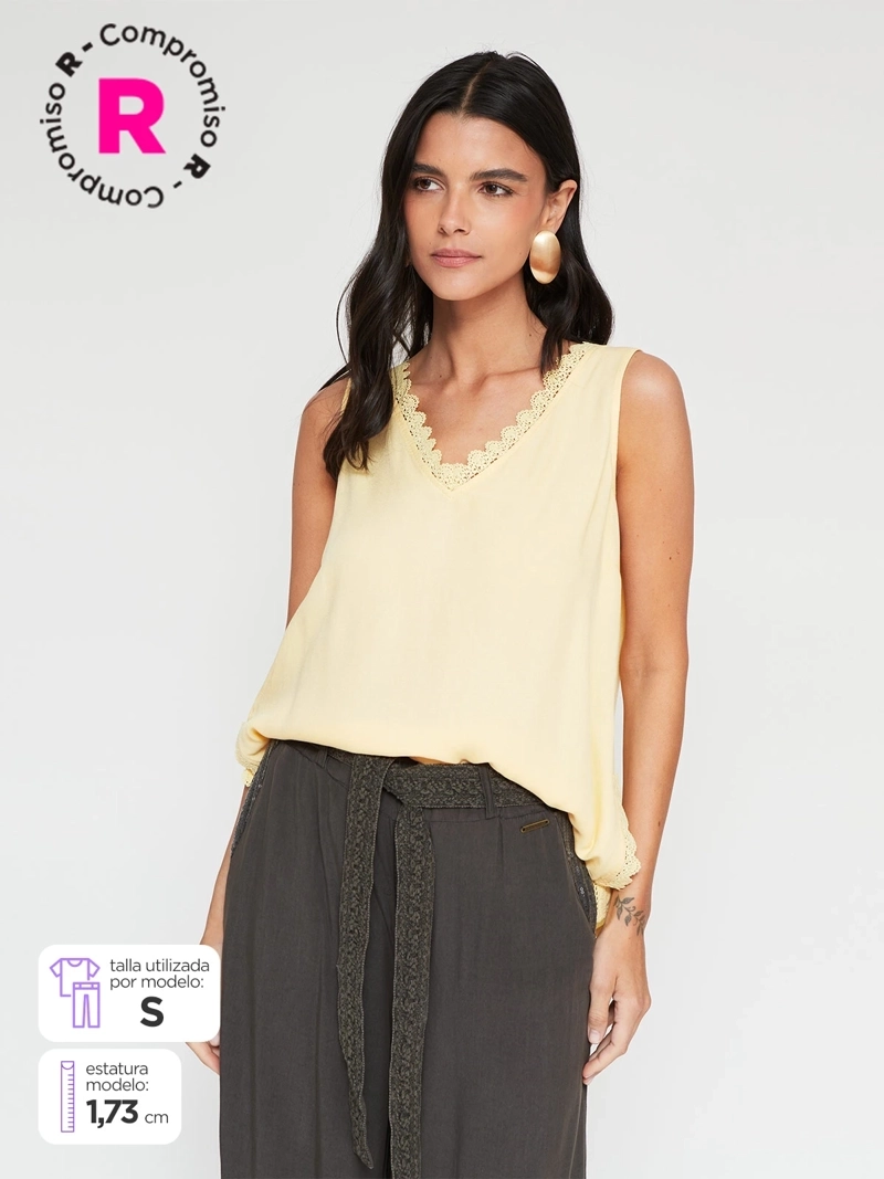 BLUSA MUJER TATIENNE SIN MANGAS BRODERIE - 1