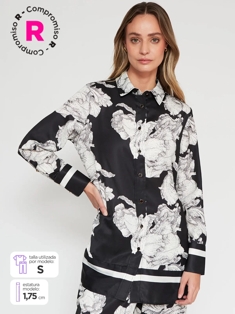 BLUSA MUJER CACHAREL CUELLO CAMISERO MANGA LARGA - 1