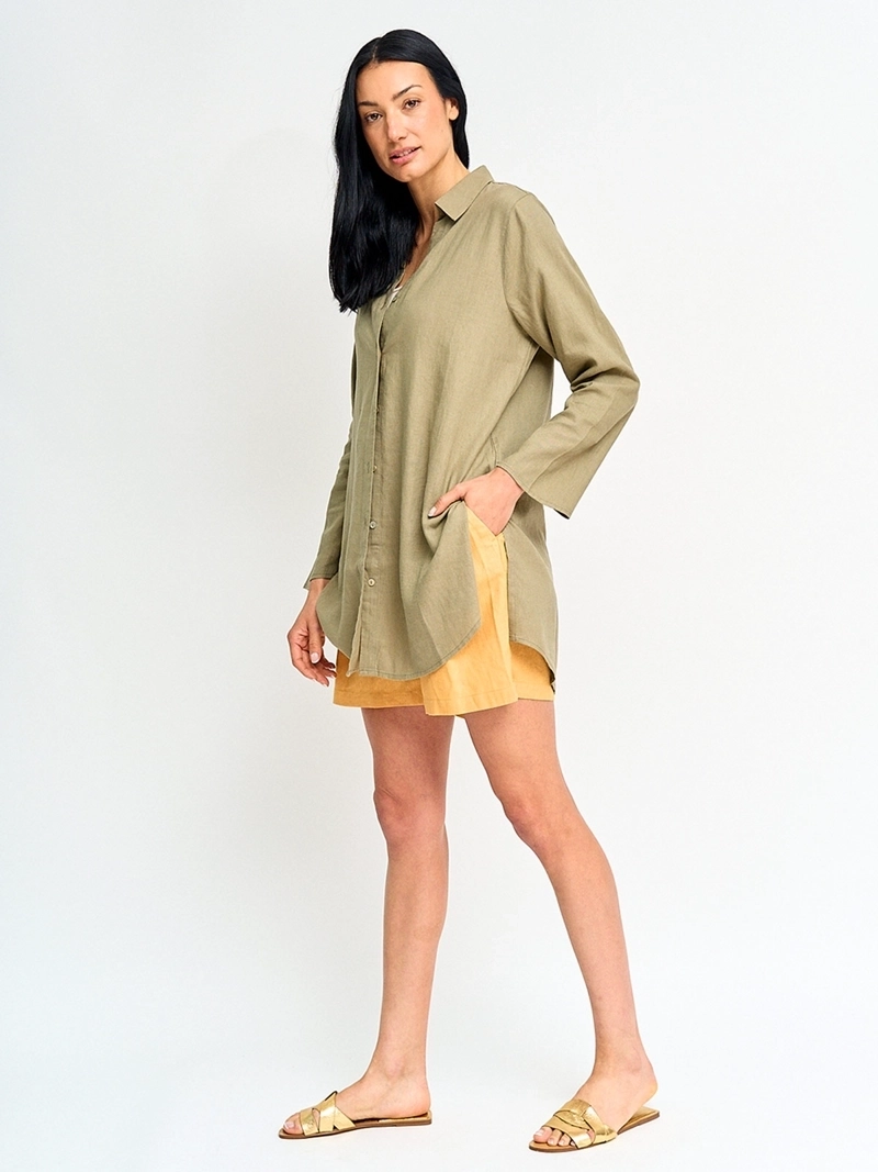 BLUSA MUJER CACHAREL LINO CUELLO CAMISERO MANGA LARGA - 2