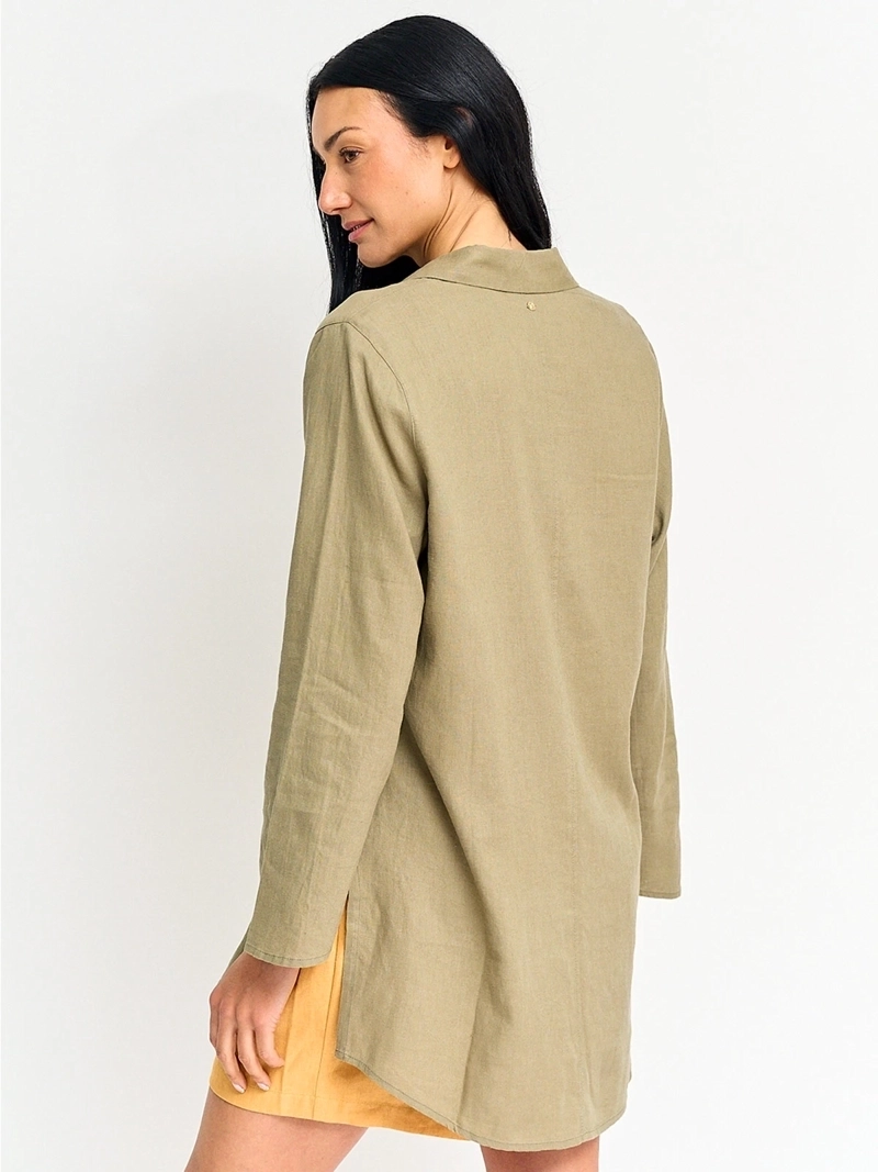 BLUSA MUJER CACHAREL LINO CUELLO CAMISERO MANGA LARGA - 3