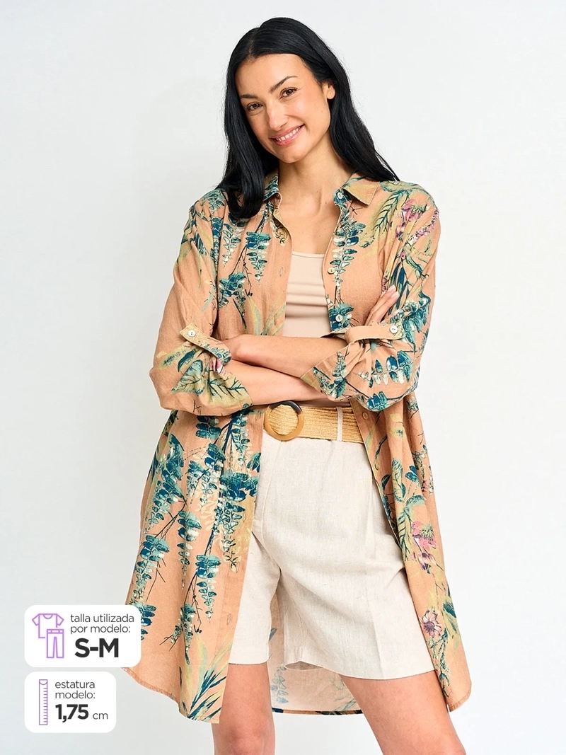 BLUSA MUJER CACHAREL LINO MANGA LARGA - 1