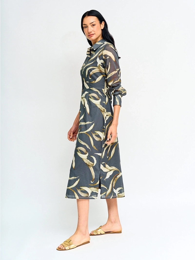 VESTIDO MUJER CACHAREL ALGODÓN CUELLO CAMISERO - 2