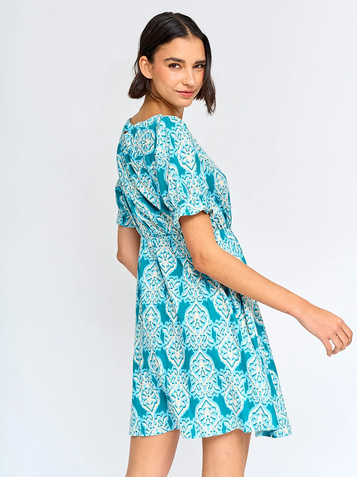 VESTIDO MUJER TATIENNE LINO CORTO ESCOTE CRUZADO - 2