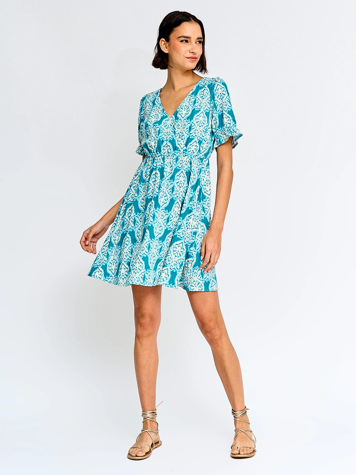 VESTIDO MUJER TATIENNE LINO CORTO ESCOTE CRUZADO - 4