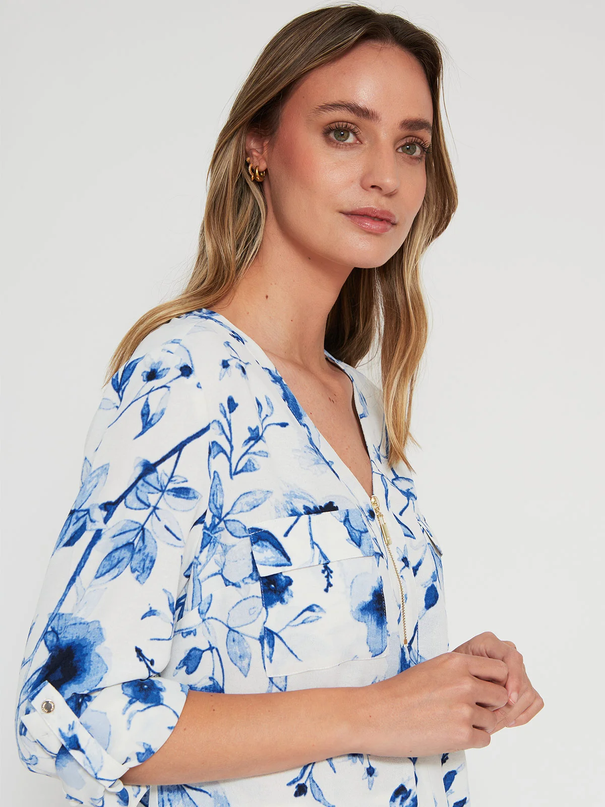 BLUSA MUJER CACHAREL MANGA LARGA TEXTURADA CIERRE - 3