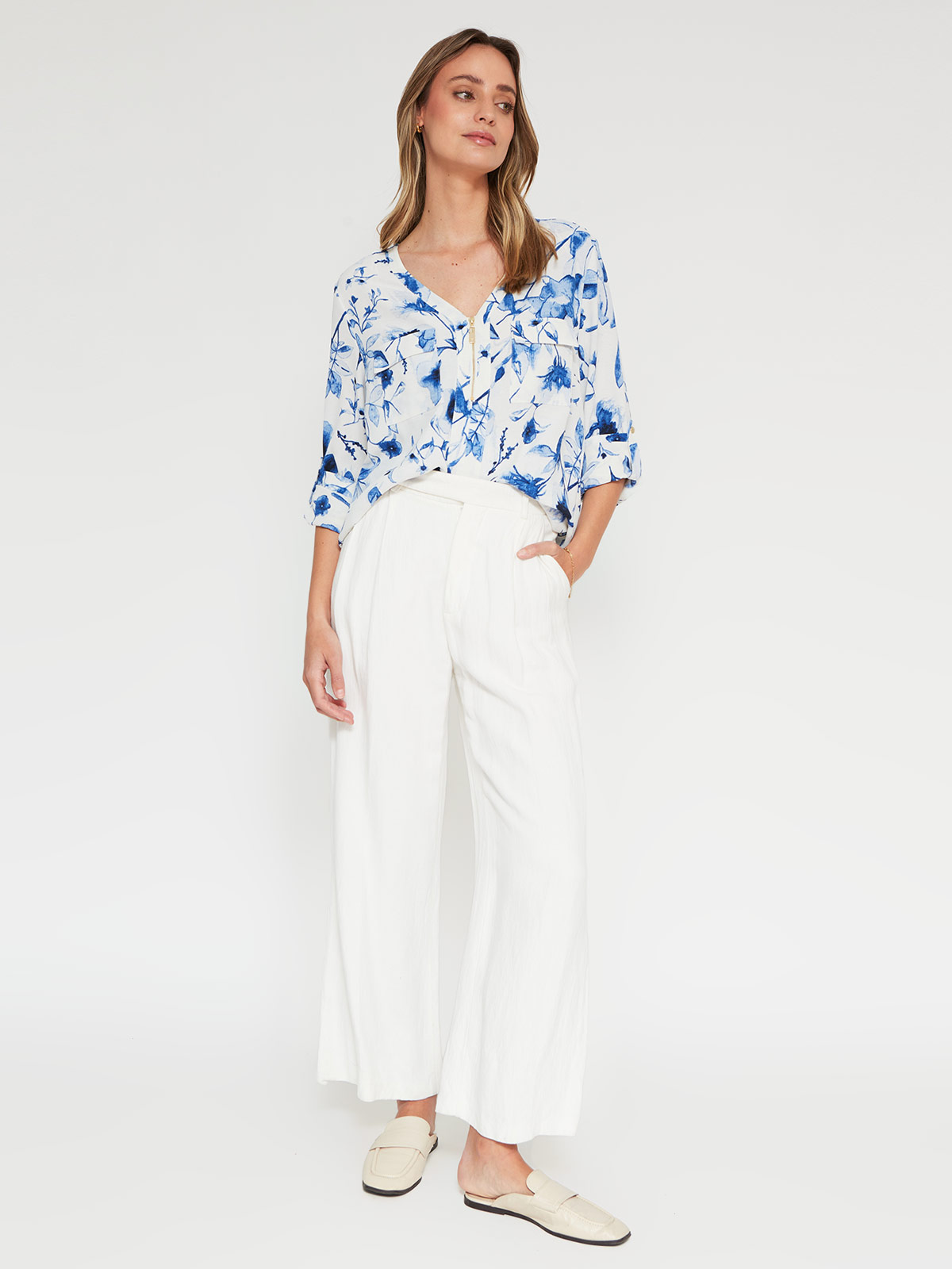 BLUSA MUJER CACHAREL MANGA LARGA TEXTURADA CIERRE - 4