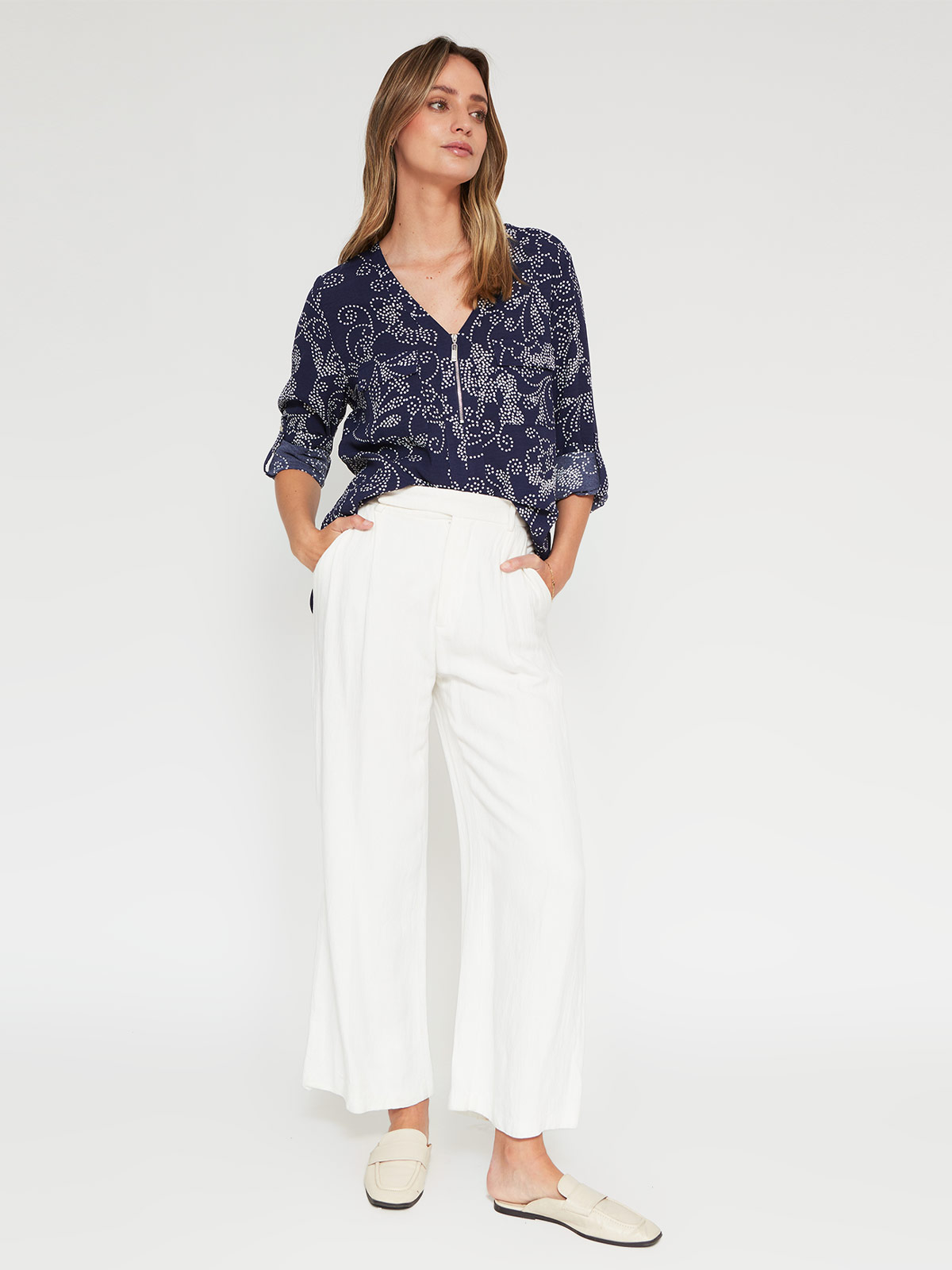 BLUSA MUJER CACHAREL MANGA LARGA TEXTURADA CIERRE - 4