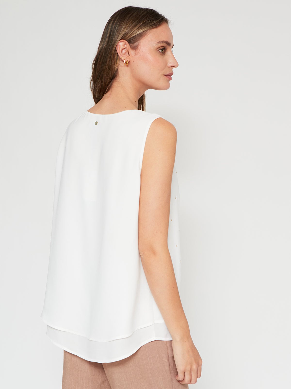 BLUSA MUJER CACHAREL SIN MANGAS TACHAS - 2