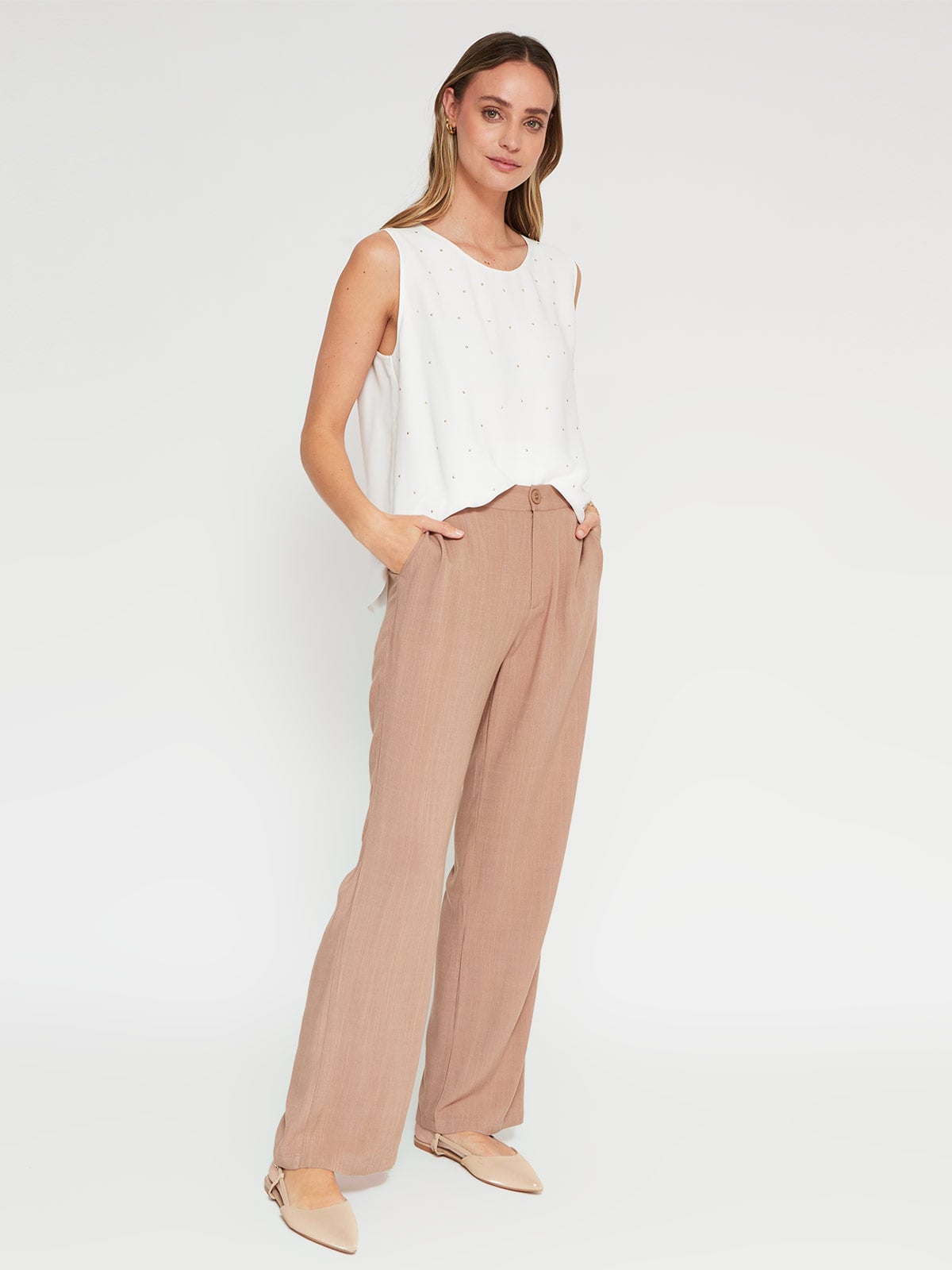 BLUSA MUJER CACHAREL SIN MANGAS TACHAS - 4
