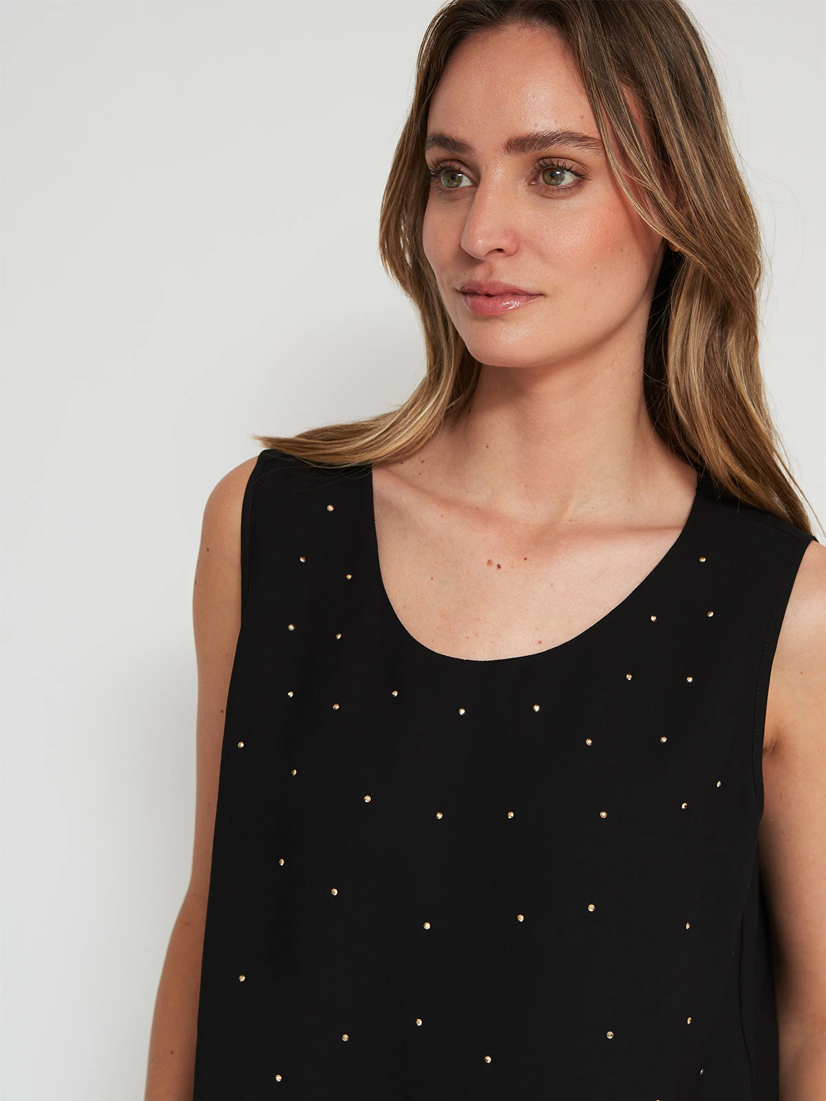 BLUSA MUJER CACHAREL SIN MANGAS TACHAS - 3
