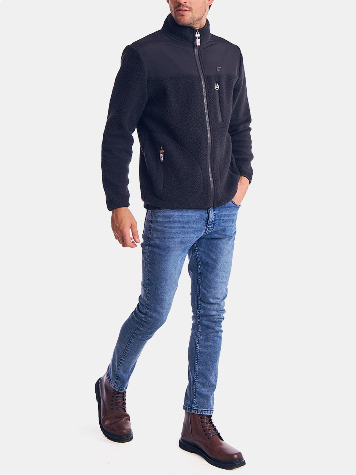 POLAR HOMBRE ELLUS NEGRO CON CIERRE COMPLETO - 4
