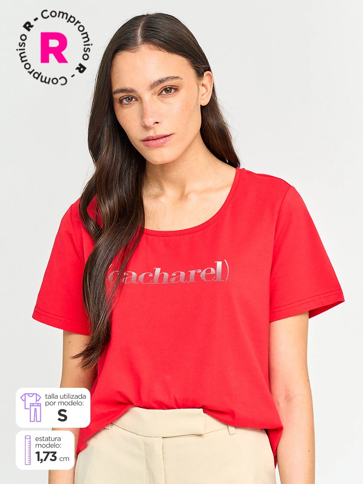 POLERA MUJER CACHAREL ALGODÓN MANGA CORTA - 1
