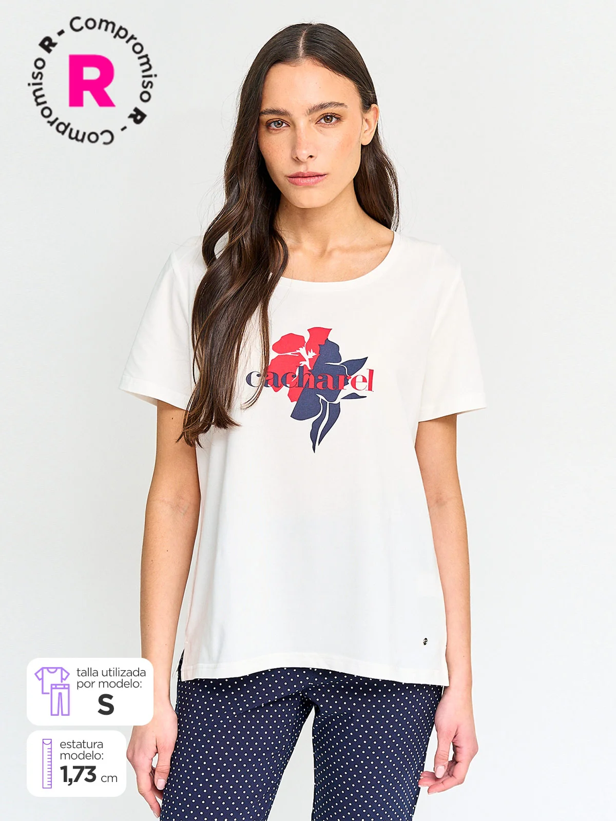 POLERA MUJER CACHAREL ALGODÓN MANGA CORTA - 1