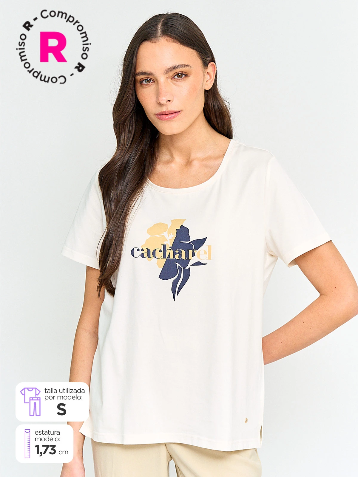 POLERA MUJER CACHAREL ALGODÓN MANGA CORTA - 1