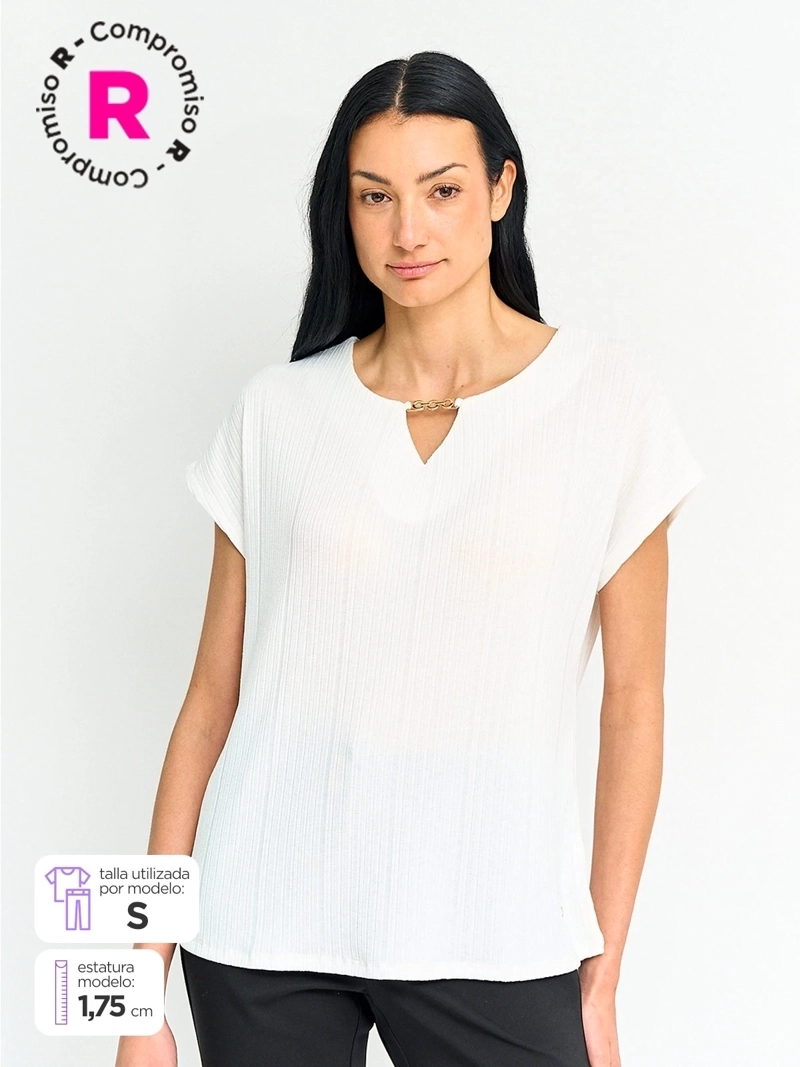 POLERA MUJER CACHAREL MANGA CORTA TEXTURADA - 1