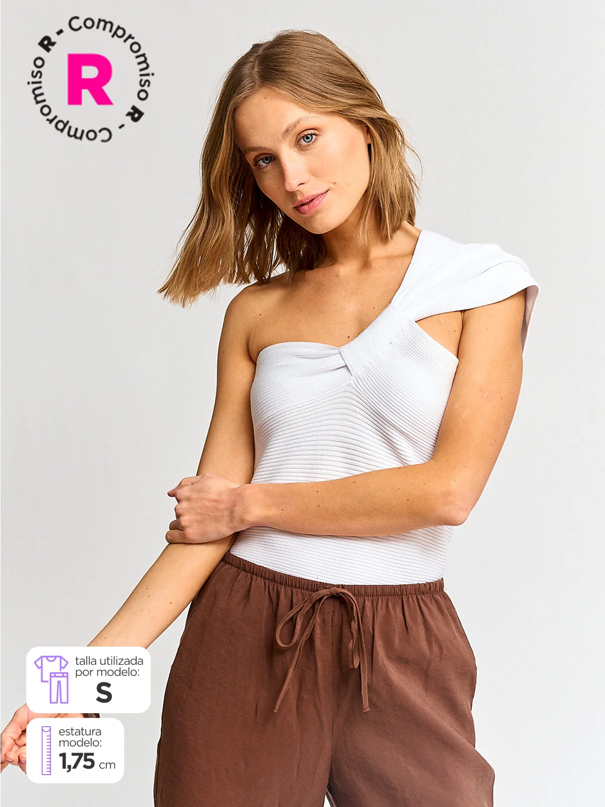 POLERA MUJER MARQUIS UN HOMBRO TEJIDA - 1
