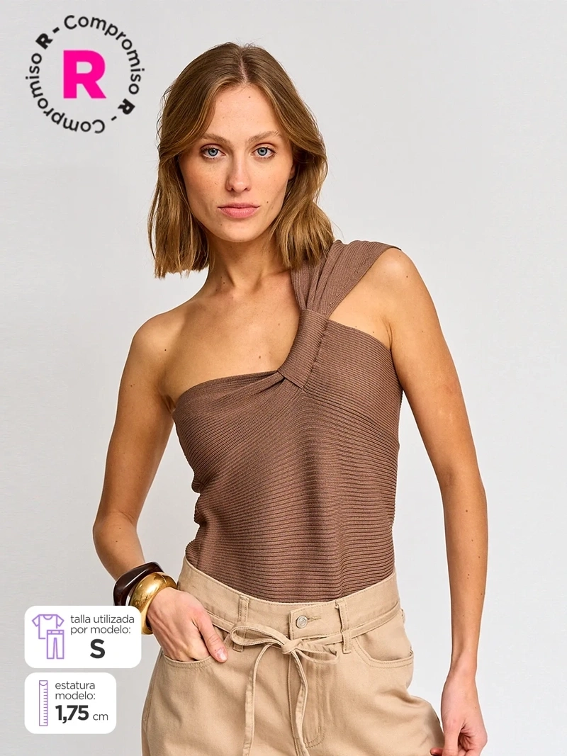 POLERA MUJER MARQUIS UN HOMBRO TEJIDA