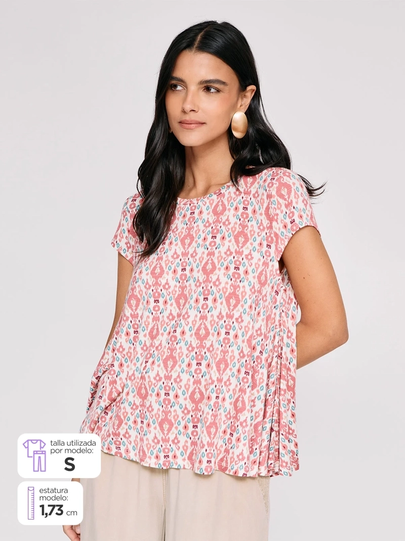 POLERA MUJER TATIENNE MANGA CORTA ESTAMPADA - 1
