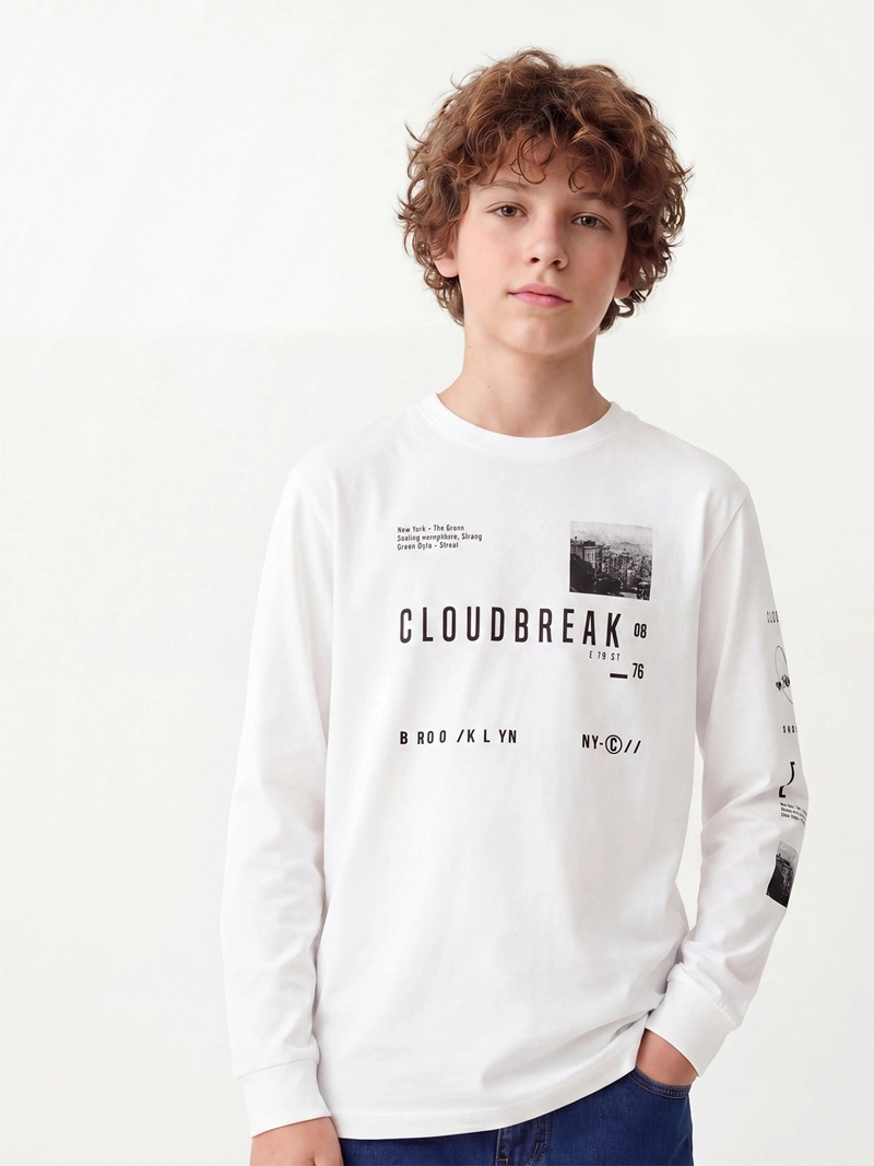 POLERA MANGA LARGA ALGODÓN NIÑO CLOUDBREAK ESTAMPADA I26