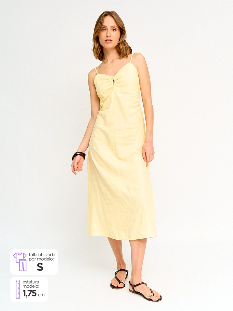 vestido midi vestido amarillo ripley