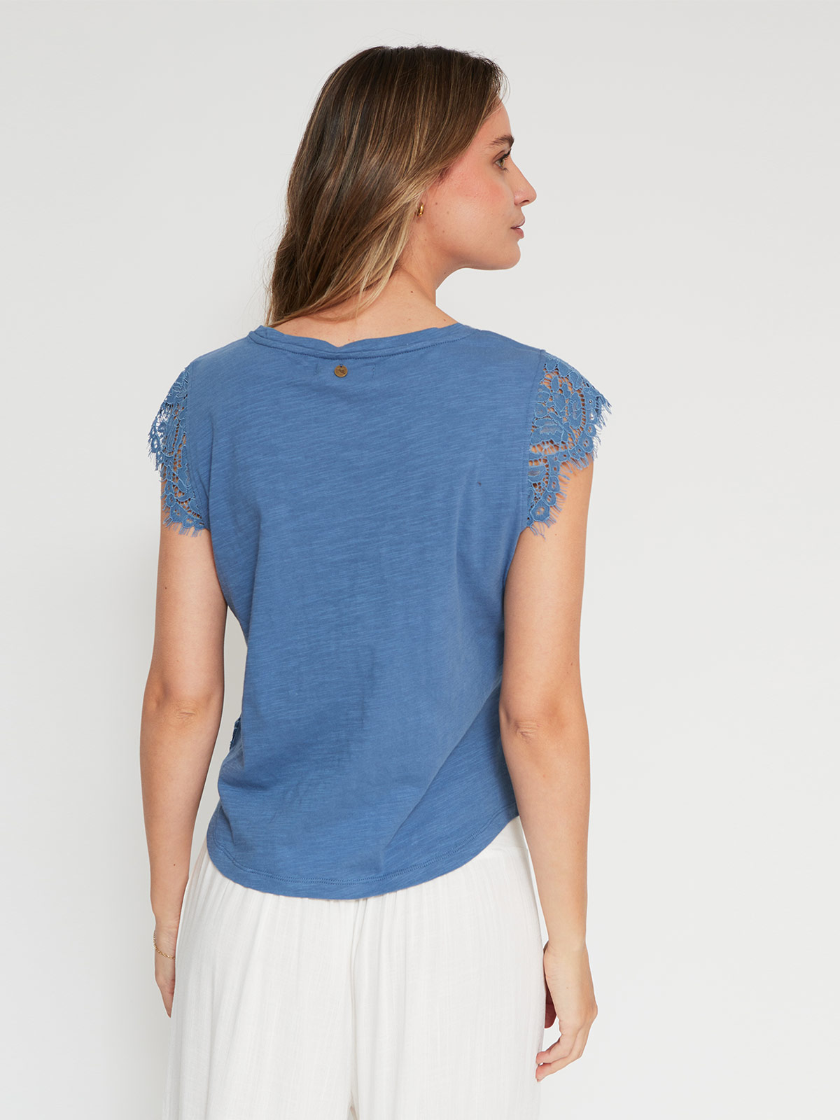 POLERA MUJER TATIENNE ALGODÓN MANGA CORTA ENCAJE - 2