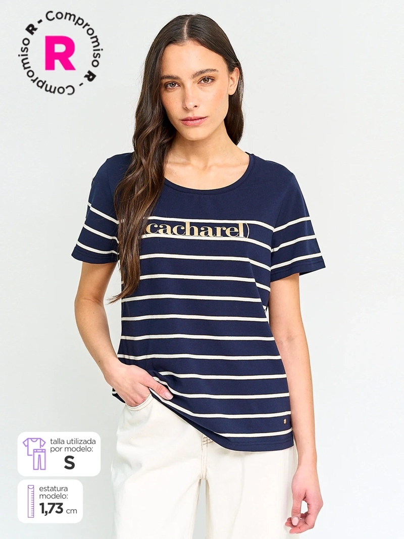 POLERA MUJER CACHAREL ALGODÓN MANGA CORTA