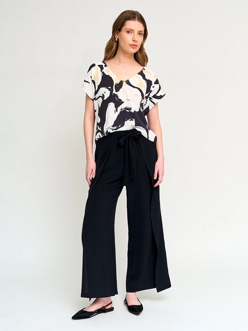 POLERA MUJER CACHAREL CUELLO EN V ESTAMPADA - 4