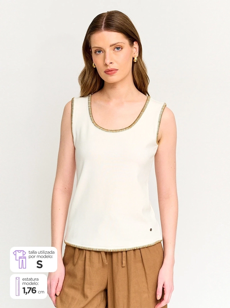 POLERA MUJER CACHAREL SIN MANGAS - 1